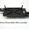 Black Motor Mounts - 8" w Standard 1/2" Plate Assembly with four bolts attached, on a white background, labeled "International Clamps Motor Mount Slider Plate Assembly.
