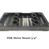 A black Motor Mounts - 8? w Standard 1/2" Plate - International Clamps with multiple holes, labeled as 3/4 inch, displayed against a white background.