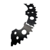 Close-up of a black 4-Spoke Precision Sprocket Gear with teeth and circular cutouts, labeled 60L and 60R.