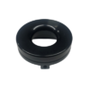 A Filter Adapter - Briggs Lightweight Flat Head, a black, circular, hollow object with a smooth finish resembling a donut shape, typically used as a mechanical or electronic component.