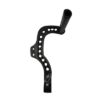 Billet Aluminum Pedal Assembly featuring a perforated bracket design, cylindrical attachment at the top, and a small spring mechanism near the base, with 3/4" rail and heel rests - tall.