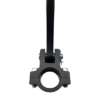 A side view of the Billet Aluminum Pedal Assembly 1" Rail NO Heel Rests - TALL, showcasing its black, cylindrical clamp with an attached lever.