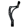 Billet aluminum pedal assembly featuring a 1" rail and lacking heel rests, designed with multiple holes and a vertical cylindrical attachment, likely serving as a mounting fixture or support component.