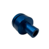 Introducing the Wheel Balancer Threaded Hub Adapter: a blue cylindrical metal connector featuring a wider base that tapers to a smaller opening.