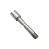 A metallic cylindrical rod with a threaded end and a thicker, smooth section near the top.