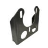 The King Pin Washer Options is a sturdy metallic bracket featuring several circular and slotted holes for mounting or securing purposes. It includes a curved section for enhanced functionality.
