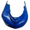 A blue motorcycle or scooter front fairing part with a glossy finish, designed to protect the front area of the vehicle and improve aerodynamics.